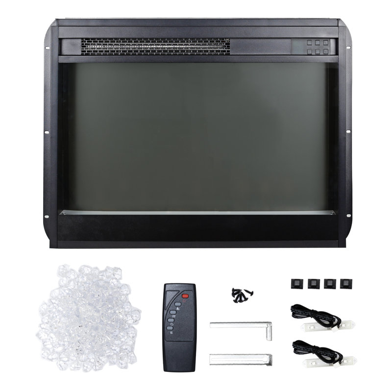 23" Electric Fireplace Insert With Crystal Flame - 11 Temperature Settings, Remote Control, Timer, Overheat Protection Device Ultra Thin 23 Inch Realistic Flame, 5000 /H Heat, Protected, Control