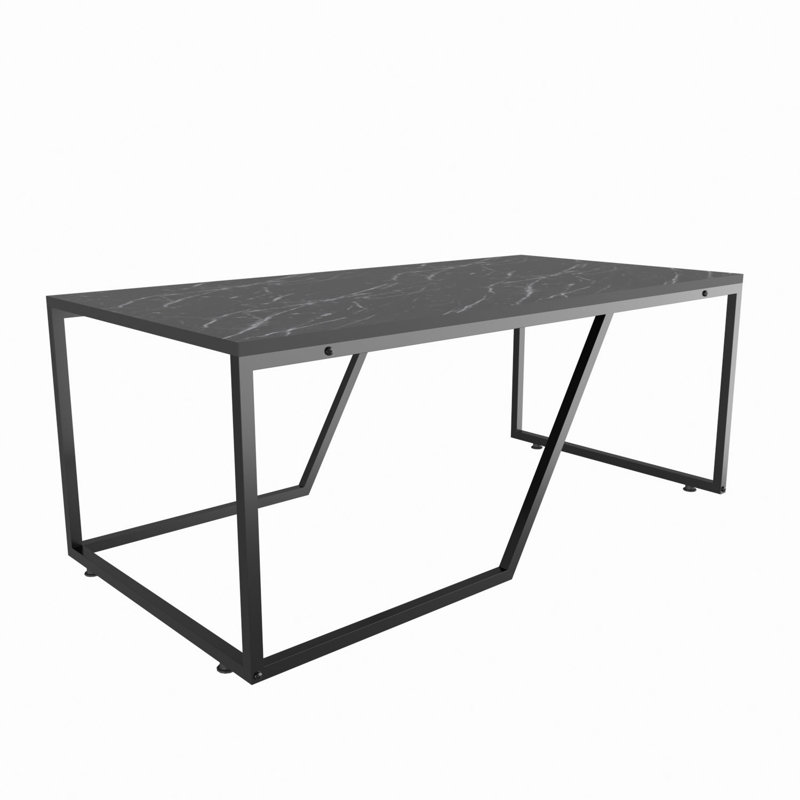 Table basse industrielle moderne, design en marbre noir, 47,2 x 23,6 x 18,9 pouces | 100% panneau de particules enduit de mélamine, épaisseur: 0,7 pouce | Élégant et fonctionnel pour les espaces de salon et de bureau, durable et élégant