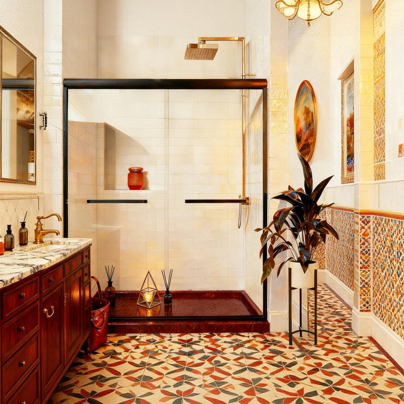 Kosmonia 58"-60" Wide X 72 "High Double Sliding Shower Door with 1/4-inch Tempered Glass