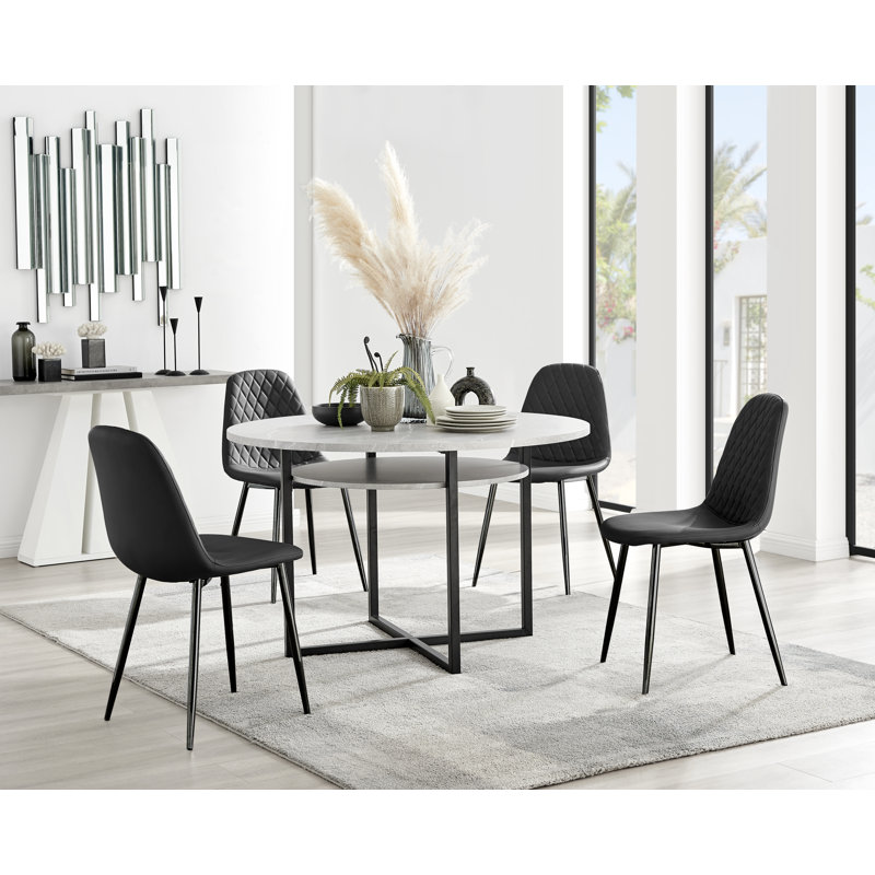 Adler 4 - Person Dining Set, Black/Black