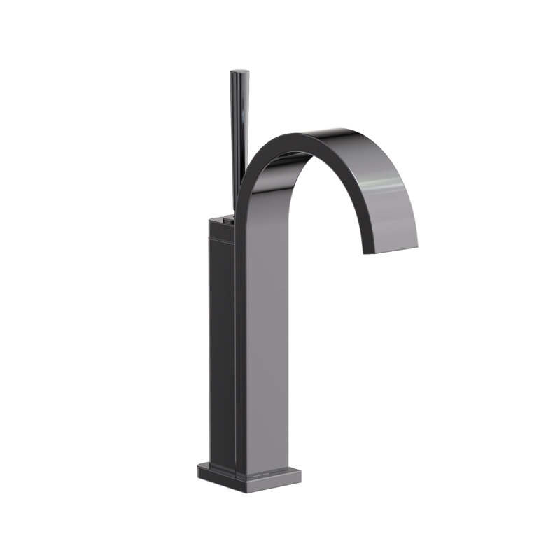 Secant Single Hole Bathroom Faucet with Drain Assembly, Midnight Chrome