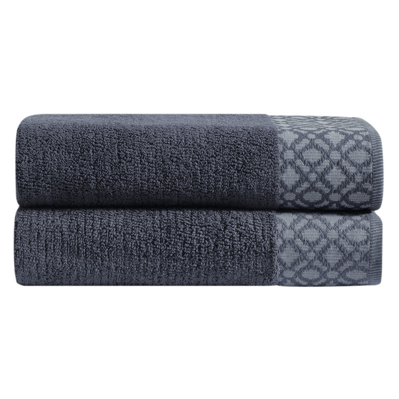 Ensemble de serviettes en coton turc 2 pièces Shalyssa, Gris foncé