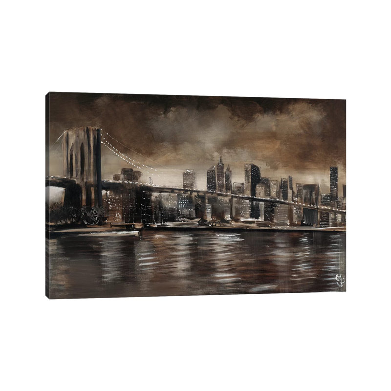 NY Brooklyn Bridge by Yuliya Volynets - Wrapped Canvas Print, 20.32 cm H x 30.48 cm W