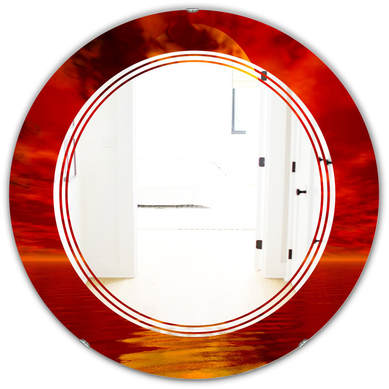 Miroir mural sans cadre à trois lavabos en soleil de style contemporain, H 31,5 po x l po