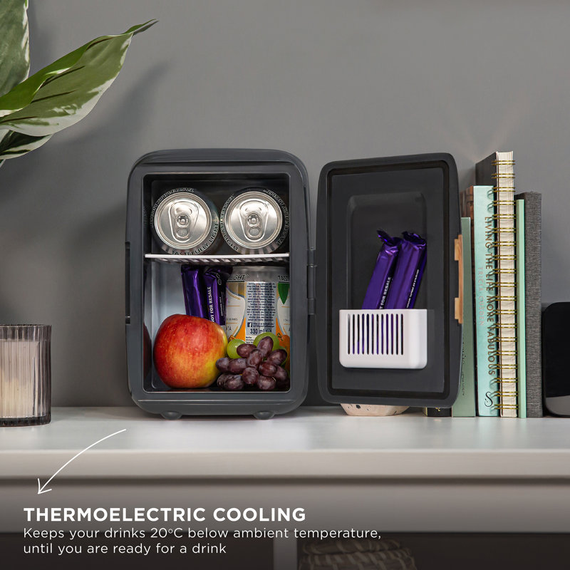 Russell Hobbs 4l Mini Compact Cooler For Drinks And Cosmetics, Scandi Style, Wood Effect, Grey/Brown Wood