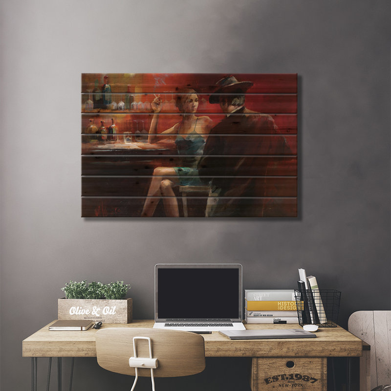Soirée au bar II, H 18 po x l 26 po x P 1,5 po