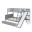 Lit superposé simple au-dessus d'un lit double avec rangement pour tiroir coulissant et tablettes intégrées-1235344830