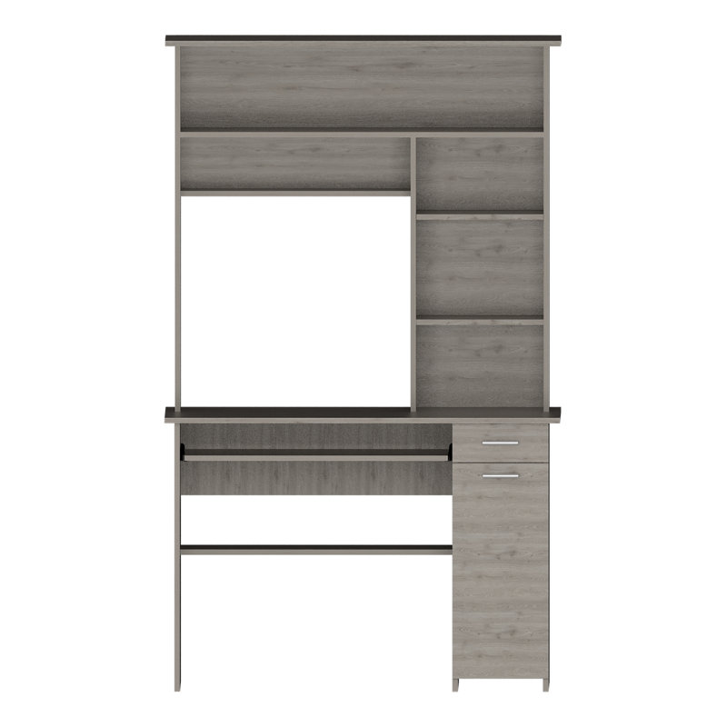 Bureau d'ordinateur avec huche Jexton, Gris clair