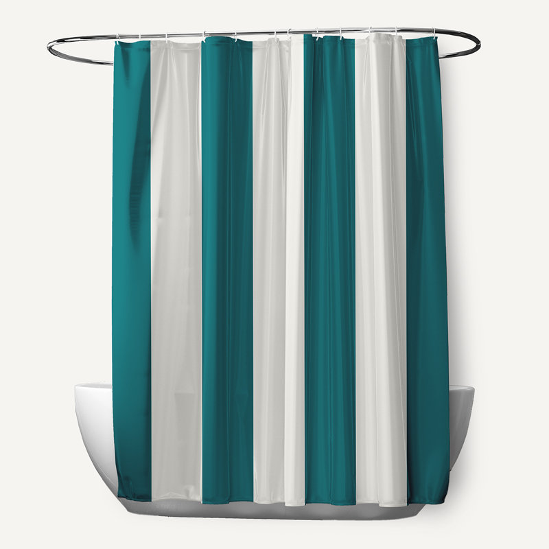 Rideau de douche rayé simple, Bleu sarcelle