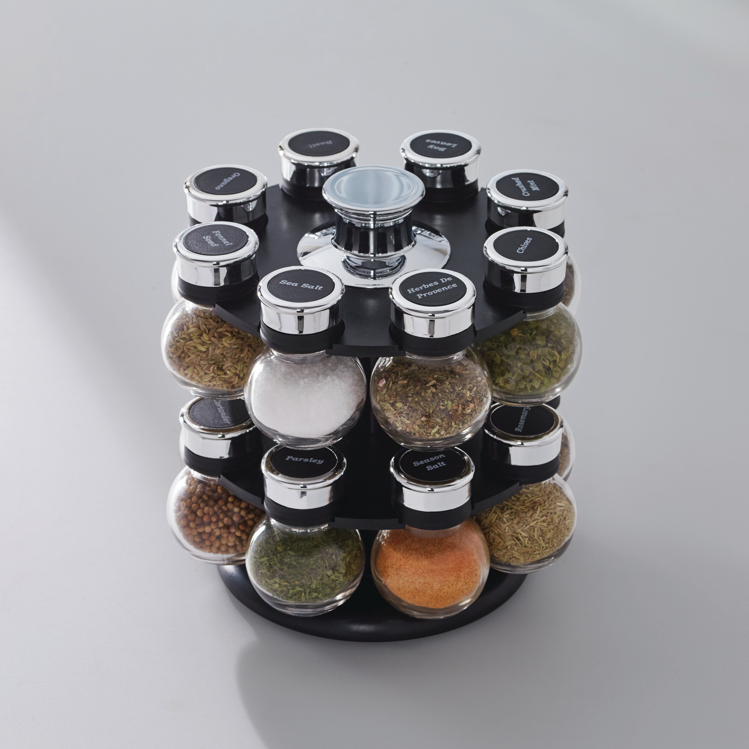 Kamenstein Heritage 20-Jar Revolving Pre-Filled Countertop Spice Rack  Organizer Stainless Steel with Free Spice Refills for 5 Years 