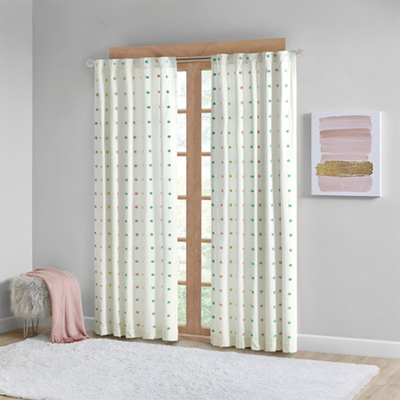 Cotton Jacquard Pom Pom Curtain panel