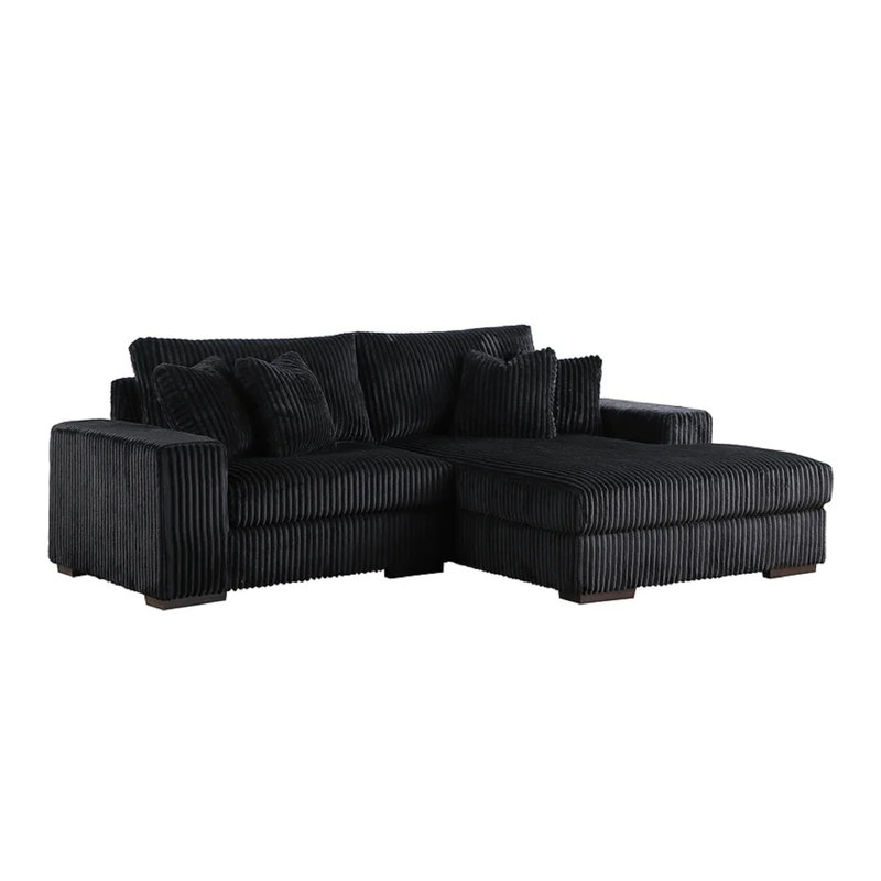 Canapé modulaire 2 pièces Mikeria, Mélange de coton noir Jodee