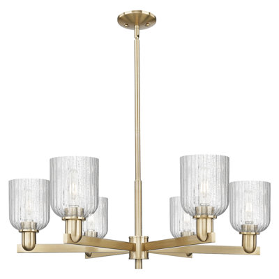 Downtown Urban - Alvarez - Lustre suspendu 6 lumières 35 po - Finition bronze champagne - Abat-jour tourbillon déco