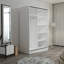 Armoire moderne scandinave, blanc et chêne, 47,2 po x 74,8 po x 23,6 po | 100% panneau de particules enduit de mélamine, épaisseur: 0,7 pouce | Conception élégante et fonctionnelle pour les solutions de chambre à coucher et de rangement, durable et élégante-110725825-110725827