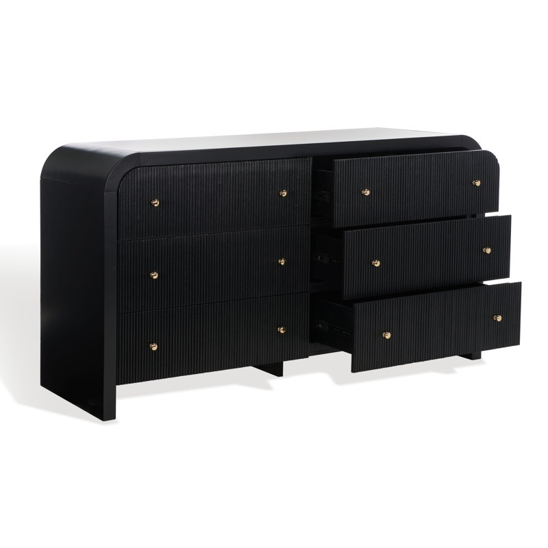Commode 6 tiroirs Liabella, Noir