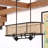 Danilah 6L Matte Black Farmhouse Linear Chandelier Island Pendant Light Fixture Rattan Cane