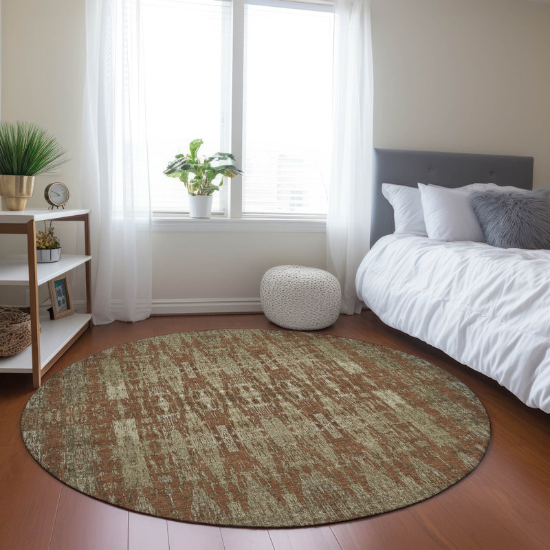 Tapis intérieur / extérieur Jurnee avec envers antidérapant, Rond 8 pi