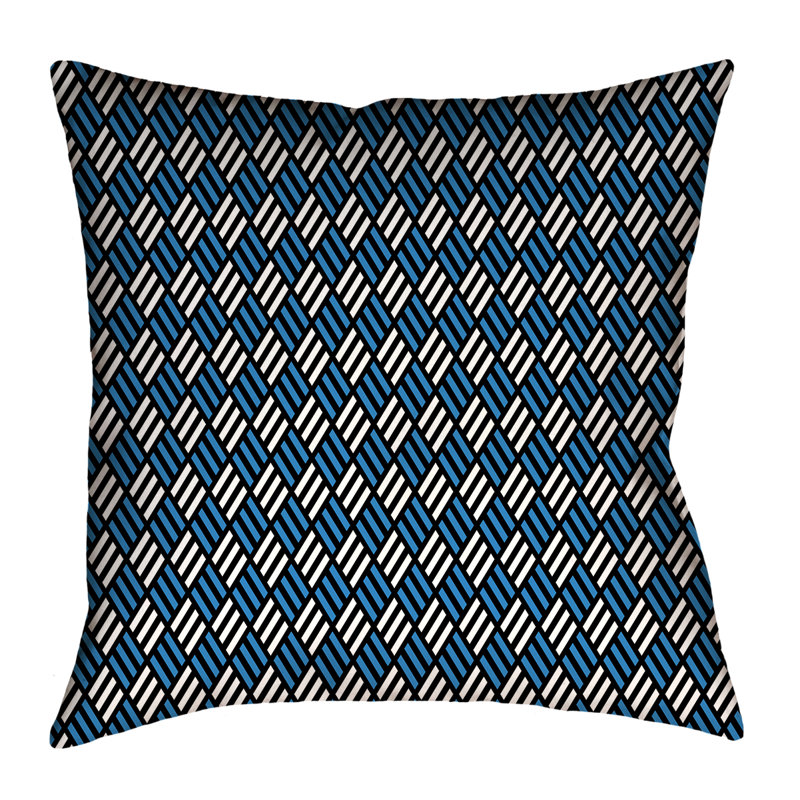 Housse de coussin Katelyn Elizabeth, 20 po x 20 po, Noir / Bleu, Faux lin