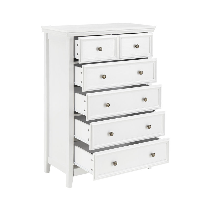 Modern 6 Drawers Dresser 6 Drawers Cabinet, White