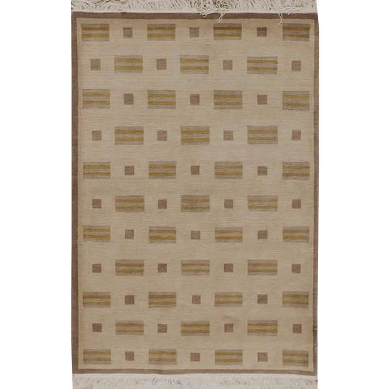 Tapis vert et gris noué à la main de haute qualité