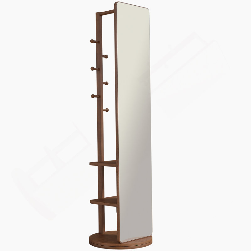 Full-Body Mirror, Solid Wood + Rubber Wood + Glass, 19.6*68.8In(Mirror Width:15.7In) Large Mirror For Viewing The Whole Body, Easy To Dress And Tidy Up And Place In The Bedroom/Living Room (Walnut)