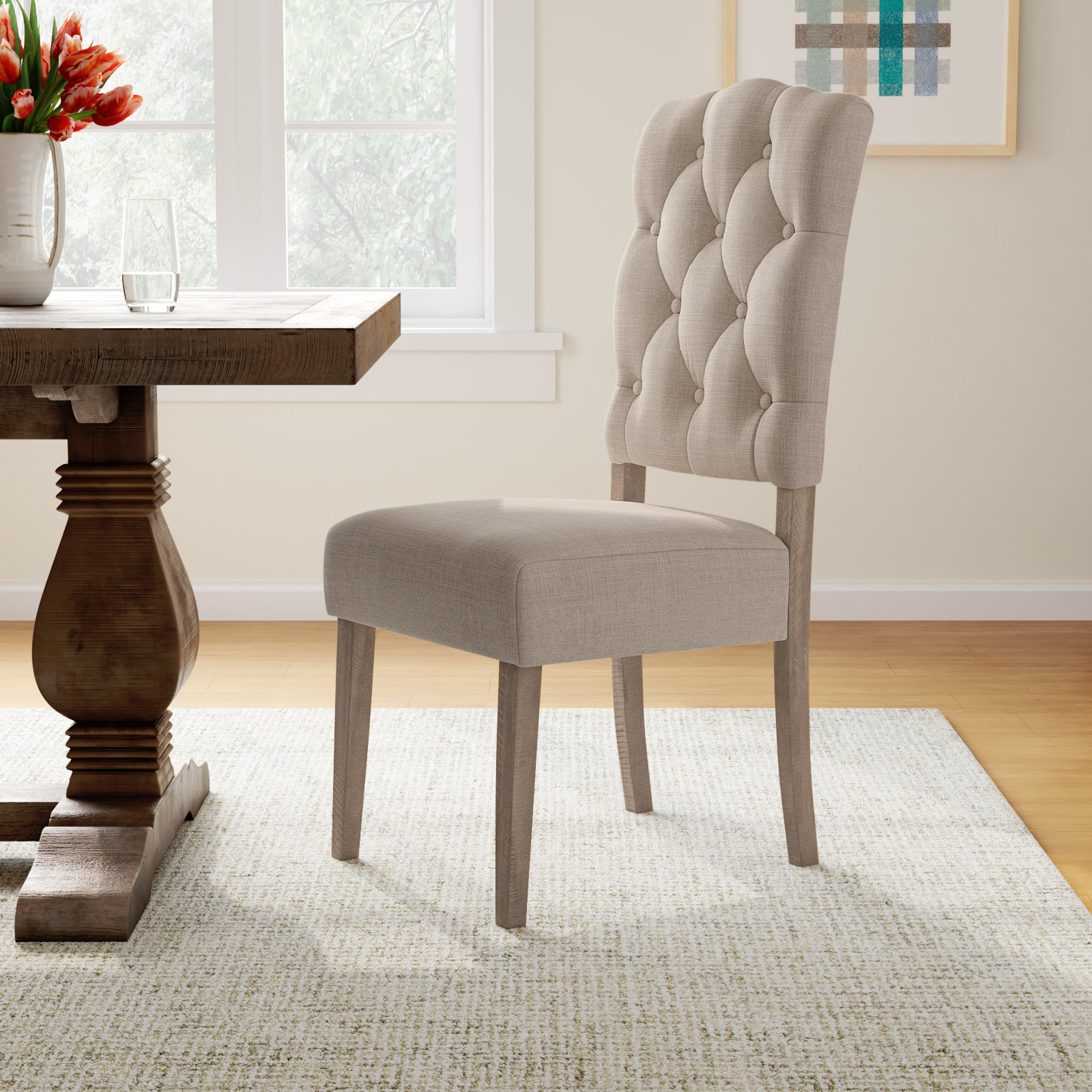 Bianca Tufted Parsons Chair, Weathered Natural