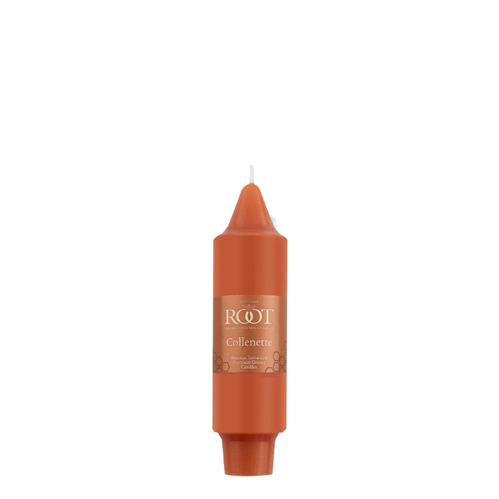 Unscented Taper Candle, Rust, 5" H x 1.25" W x 1.25" D