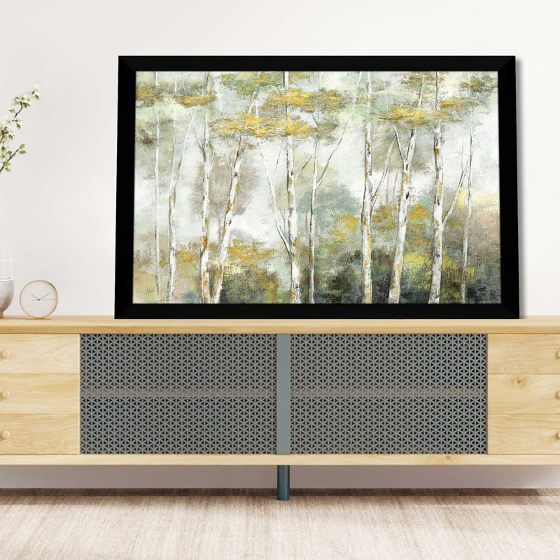 Twinkling Trees par Nan - Peinture, L 39,5 po x H 27,5 po, Cadre noir