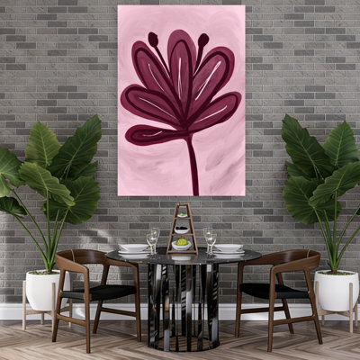 Burgundy Flower Abstract Bold Elegant Flower Nature Wall Art Print