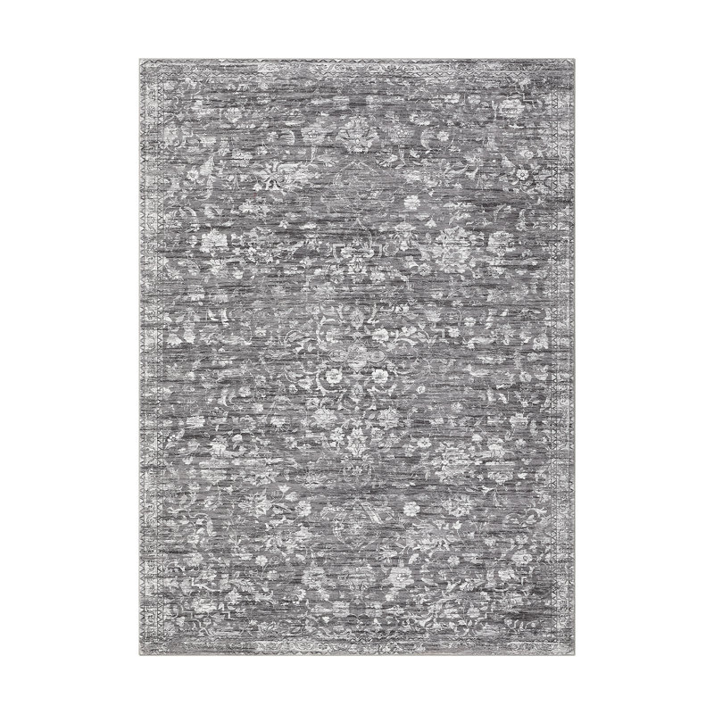  Washable Area Rug 10x13 Living Room Rugs Non-Slip Floor Carpet Carpet Vintage Floral Rug for High Traffic Areas In Living Room Bedroom Gray