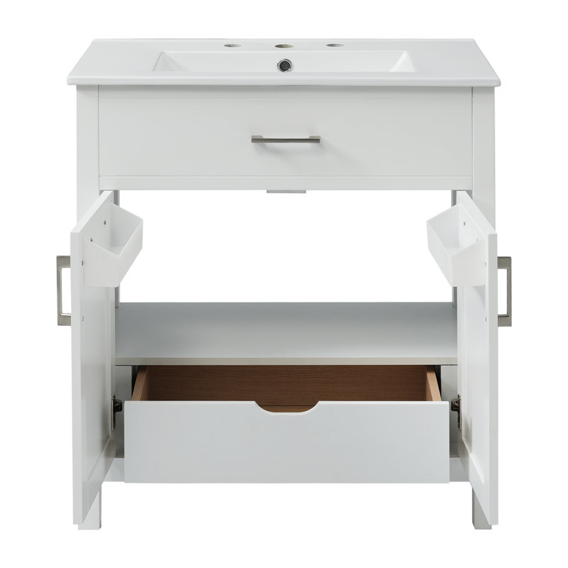 Meuble-lavabo 30 po avec comptoir en céramique, Blanc