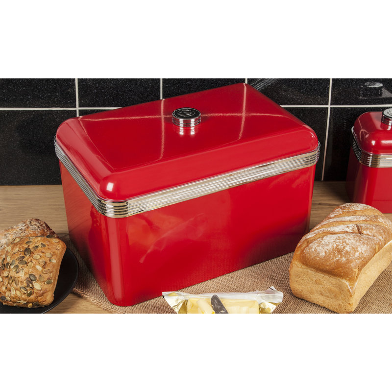 Swan Retro Bread Bin, Metal, 18 Litre,, Red