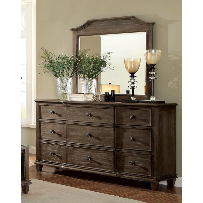 Miroir de commode rectangulaire biseauté rustique