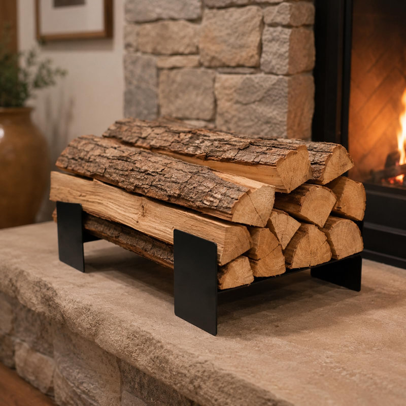 Support de bois de chauffage intérieur, support de bois de chauffage en métal à espacement réglable pour support de cheminée en forme de I, support de bûches portatif extérieur, accessoires de poêles pour la cour, idéal pour les fêtes, barbecue
