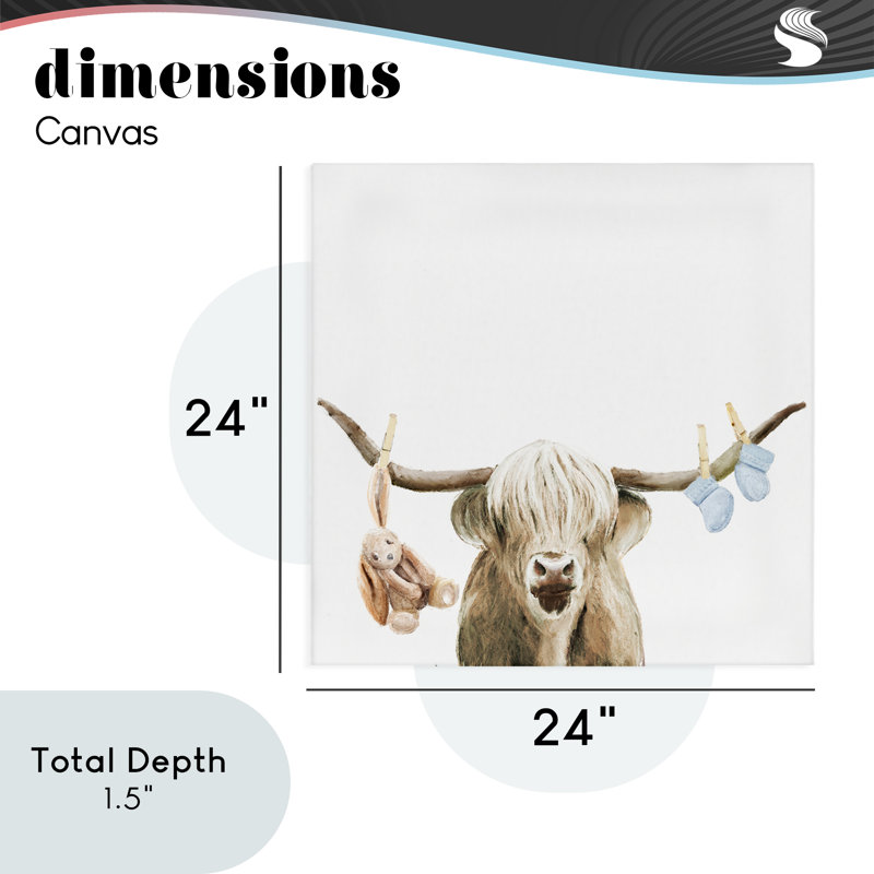 Toile Highland Cow Baby Boy, conception par Ali Lynne, H 24 po x l 24 po