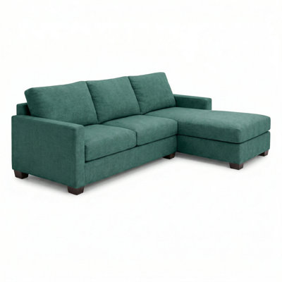 Modena Sectional – Made in USA, 5-Day Shipping, Custom Fabric Options, L-Shaped Sectional Wholesale Sectional Furniture - Velvet Antique Kelly Green -
