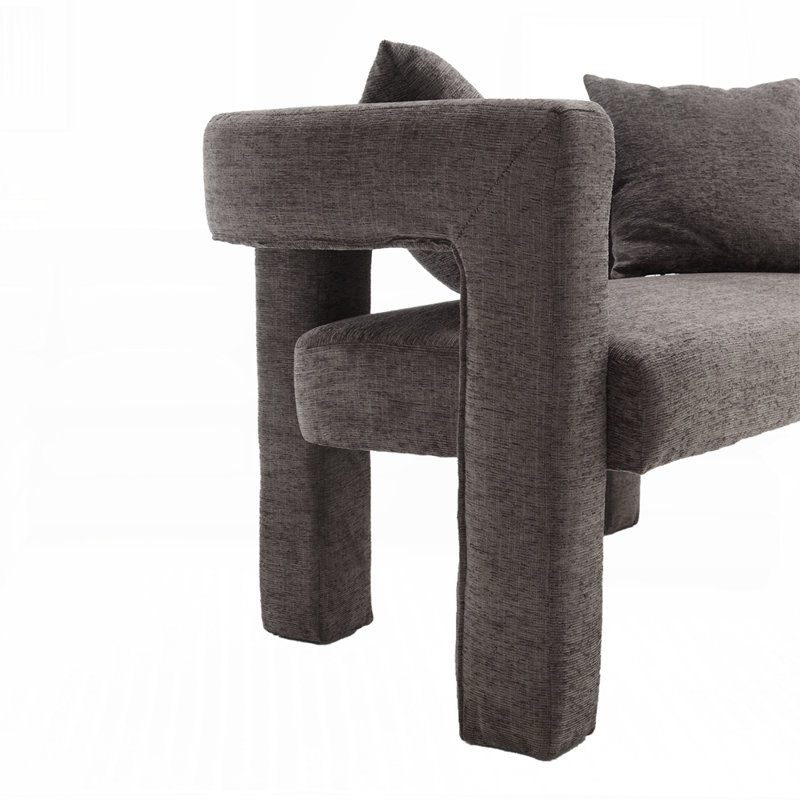 Canapé moderne en chenille, canapé rembourré 2 places confortable, petit canapé d'appoint pour la chambre, Gris