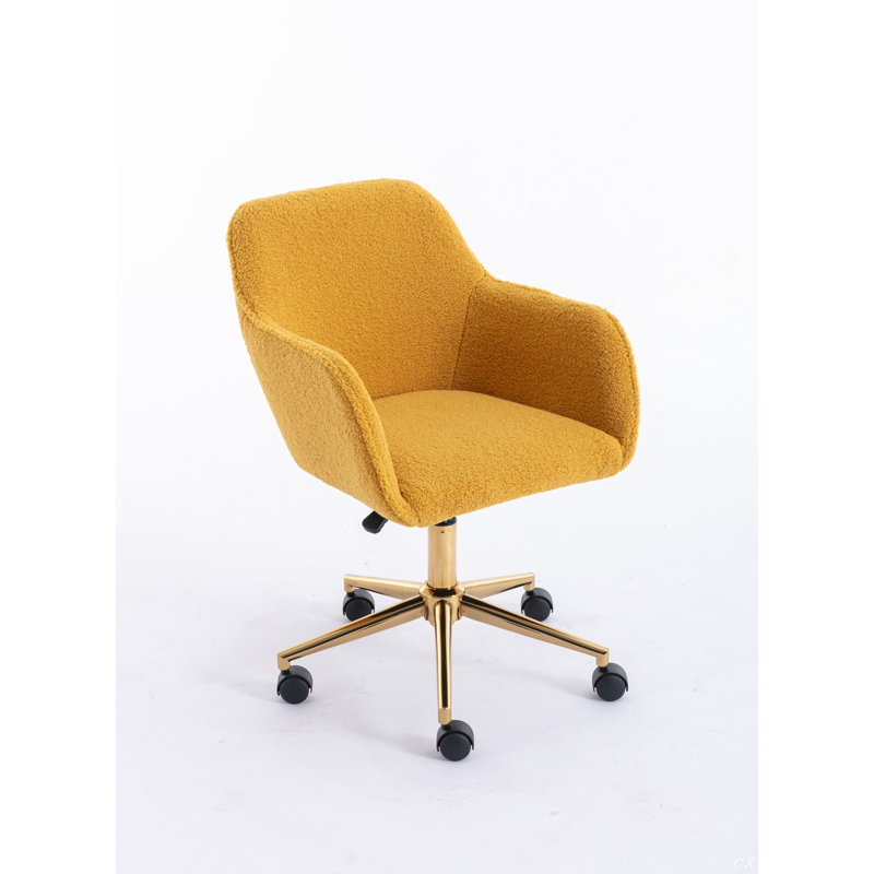 Chaise de bureau pivotante à 360 ° à hauteur réglable, Jaune, Laine