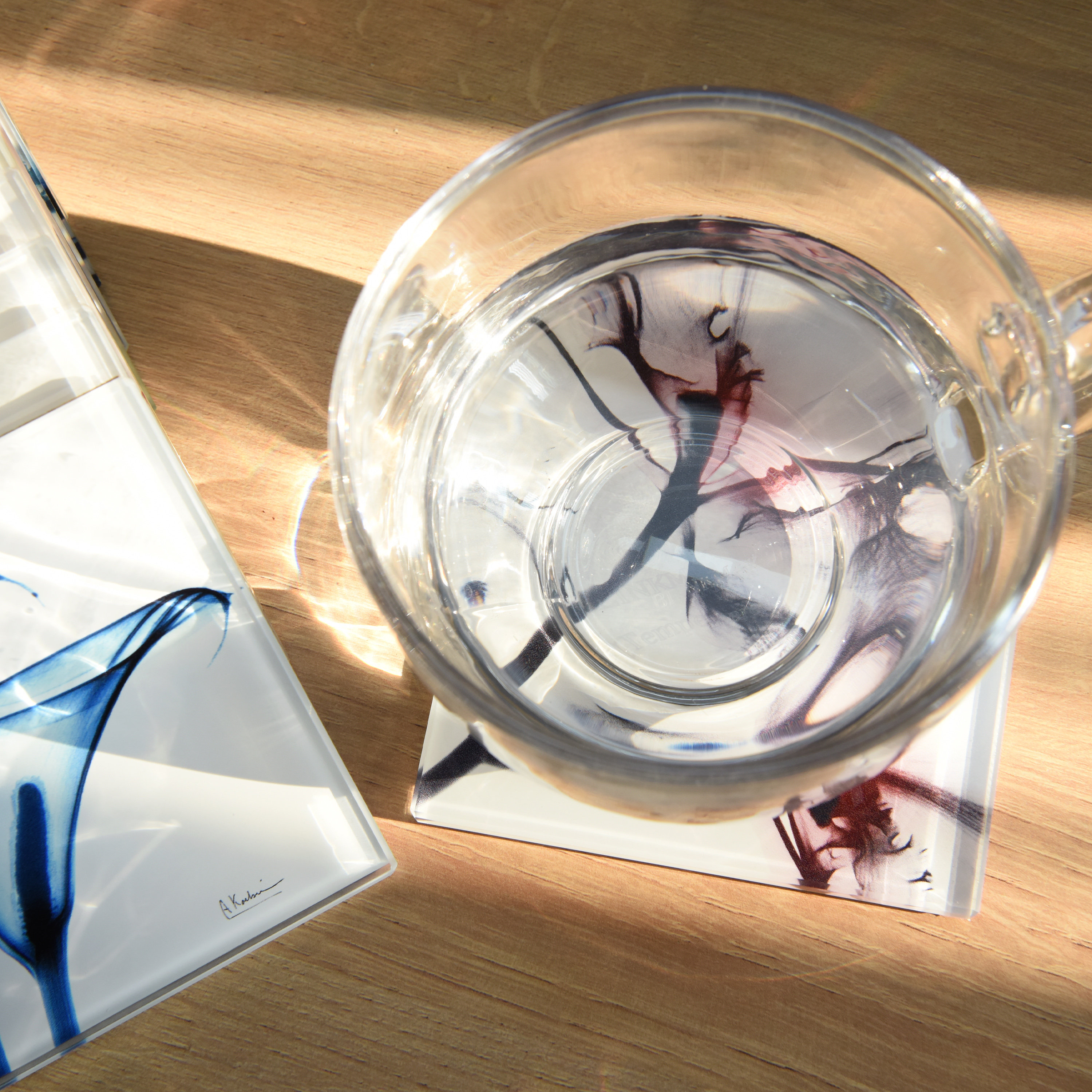 Empire Art Direct Pastel Fleurs Super White Glass Coasters with Cork