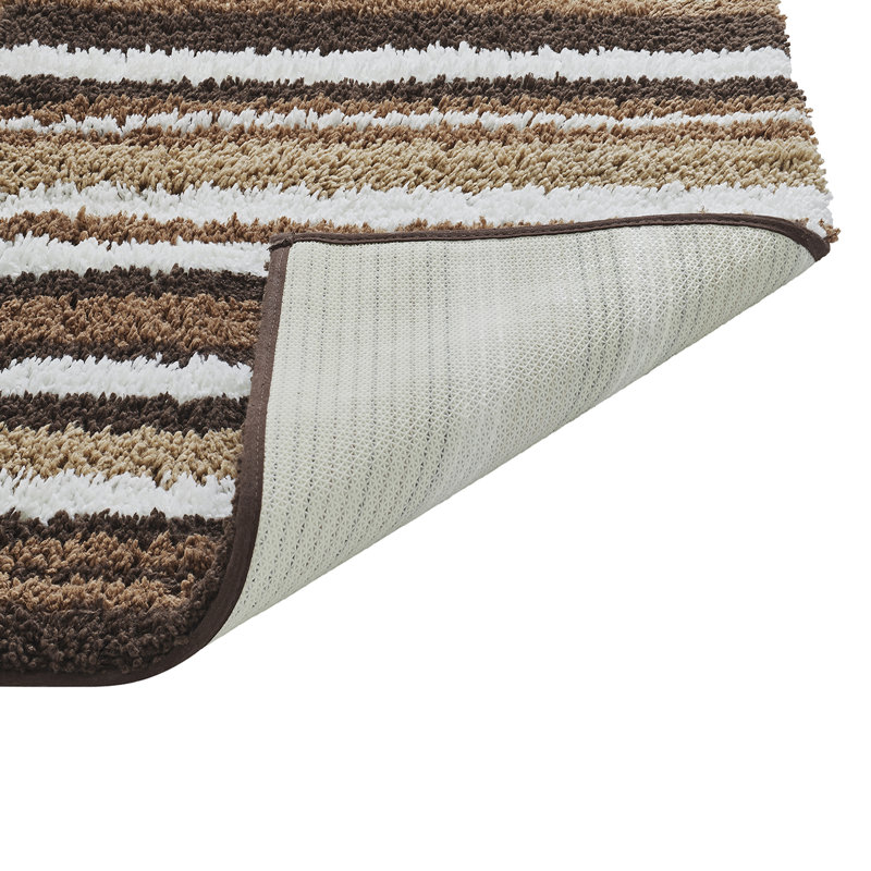 Ensemble de tapis de salle de bain lavable à la machine 100% polyester 4 pièces Griffie, Brun