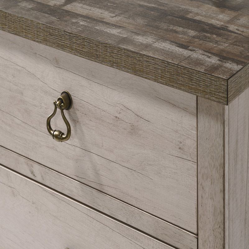 Commode 5 tiroirs (commode), 1Pc Finition en bois flotté vieilli style rustique contrastant