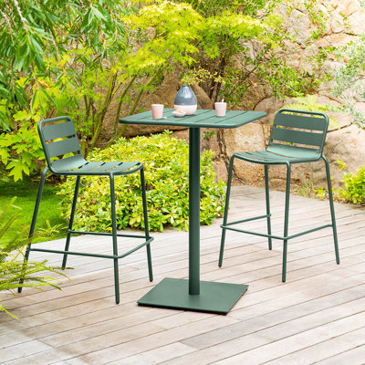 Shippenville Square Metal Outdoor Bar Table , 65cm cm W 65cm cm D