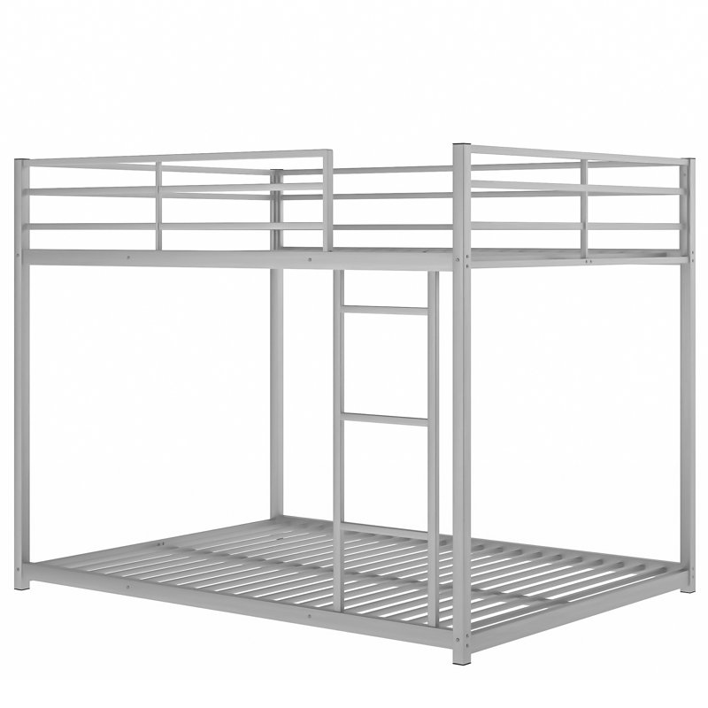  Lit superposé double au-dessus de double avec échelle, conception basse pour économiser de l'espace, argent, Argent argent