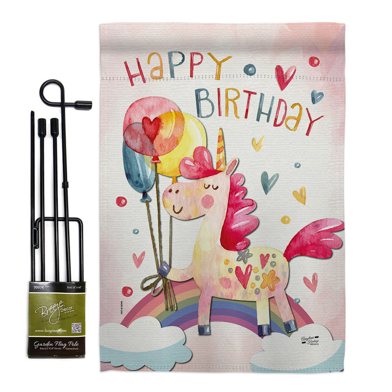 Ensemble de drapeaux 19 po x 13 po Unicorn Birthday Polyester