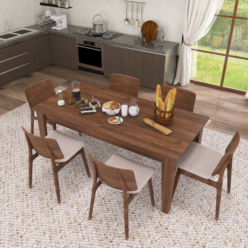 Grande table de salle à manger extensible pour la cuisine et la salle à manger, Noyer