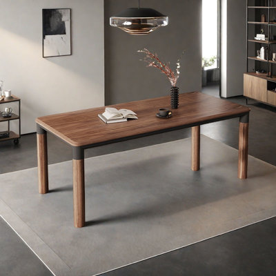 Italian Minimalist Walnut & Aluminum Dining Table