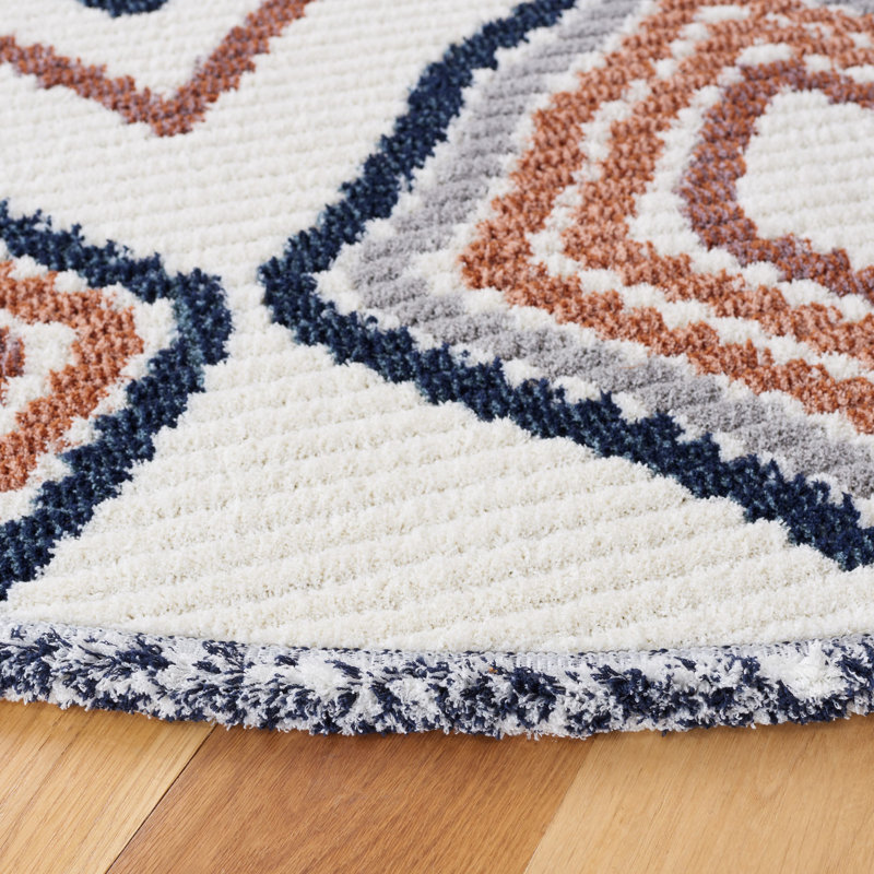 Alviery Performance Geometric Rug, Round 6'7"