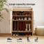 Shoe Cabinet 5-Layer Rattan Double Wooden Doors Entrance Storage