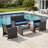 4-Piece All-Weather Patio Conversation Furniture Set, 3 Upholstered Seats With Removable Washable Cushions, 1 Side Table With Scratch-Resistant Tempered Glass Tabletop-184794948