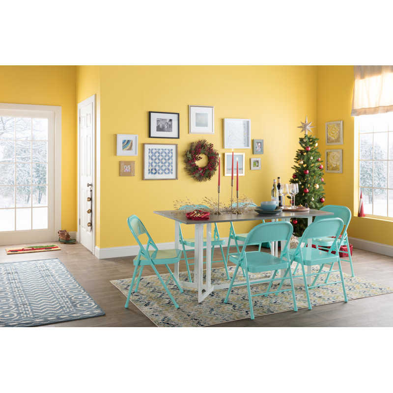 Oliverson Double Braced Metal Folding Chair, Teal